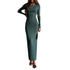 Women Spring Autumn Solid Color Bodycon Knit Dress Long Sleeve Crew Neck Ribbed Dress Slim Fit Long Dress for Effortless Elegance